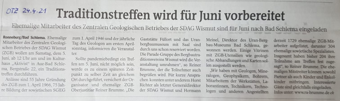 ZGB Traditionstreffen OTZ 24.04.21 ZGB Traditionstreffen OTZ 24.04.21